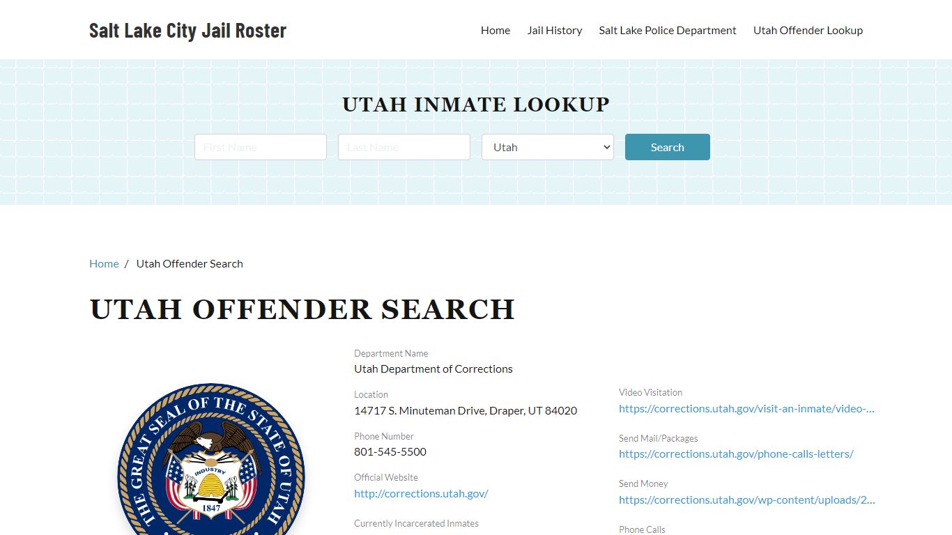 Utah Offender Lookup, City Jail Records Search - Salt Lake City Jail